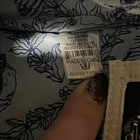 OLIVER THOMAS 24 + 7 Small quilted Backpack white/black stripe NWOT - Picture 11 of 14